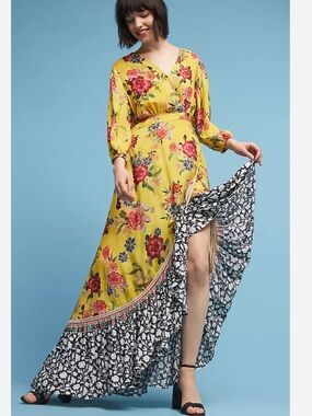 Farm Rio Sunlit Floral Maxi Wrap Dress